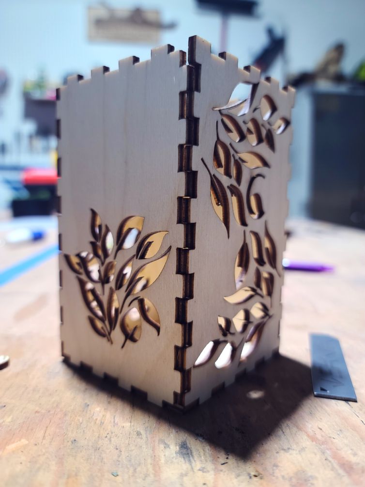 Custom floral laser cut puzzle candle box