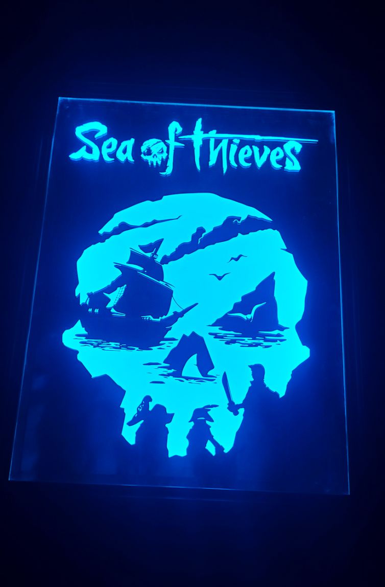 Sea of thieves laser engraved backlit mirror