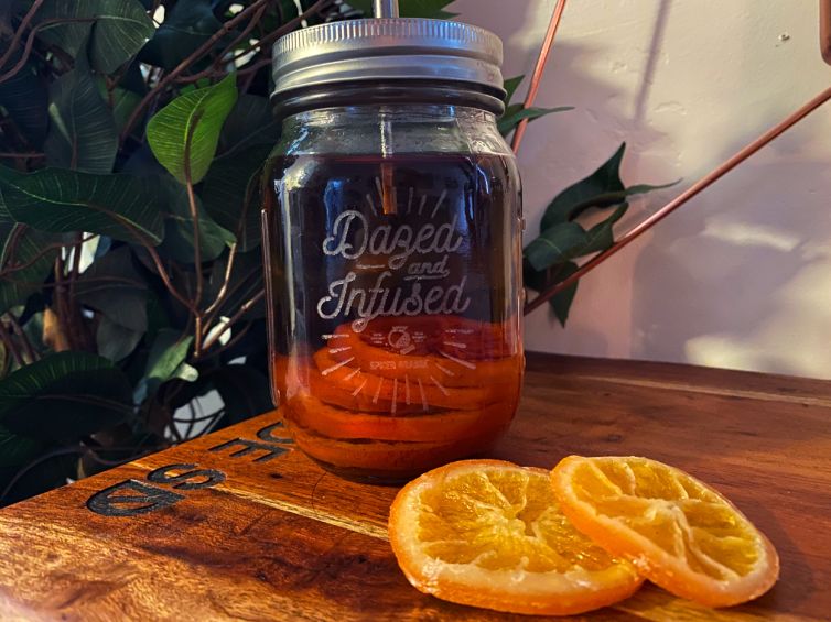 Laser engraved glass jar