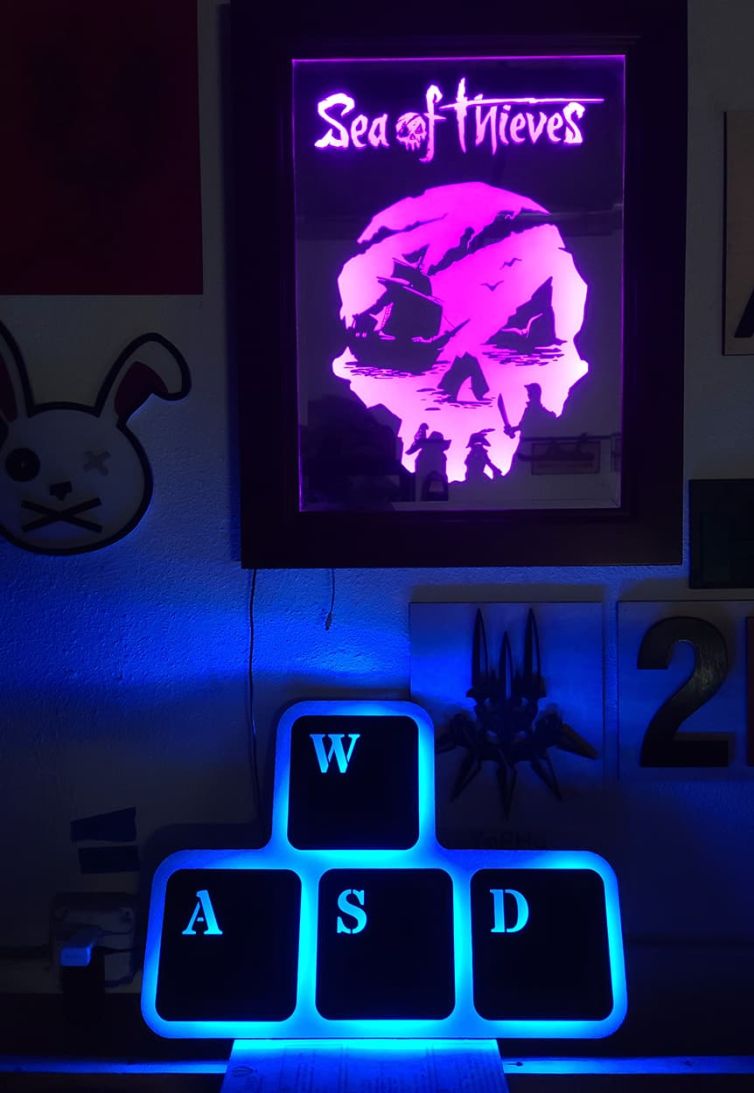 Sea of thieves laser engraved backlit mirror